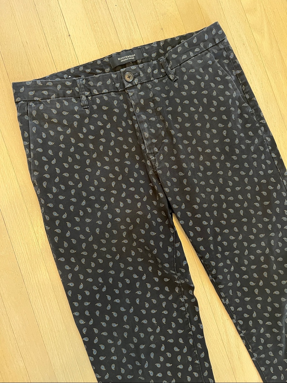 Men's Dark Navy Blue W/ Paisley Pattern Pants { 32 X 34 }